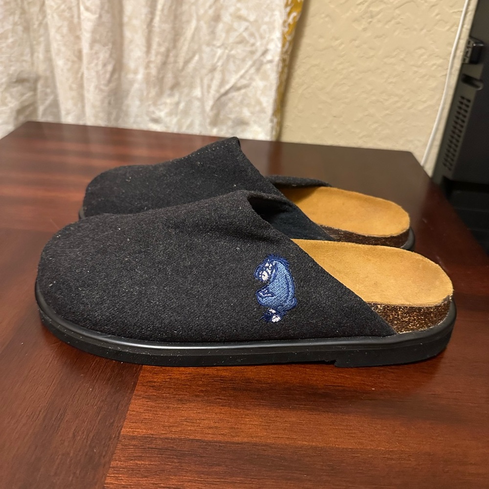 Vintage Disney Eeyore Winnie The Pooh Black Slippers Wool Embroidered Logo